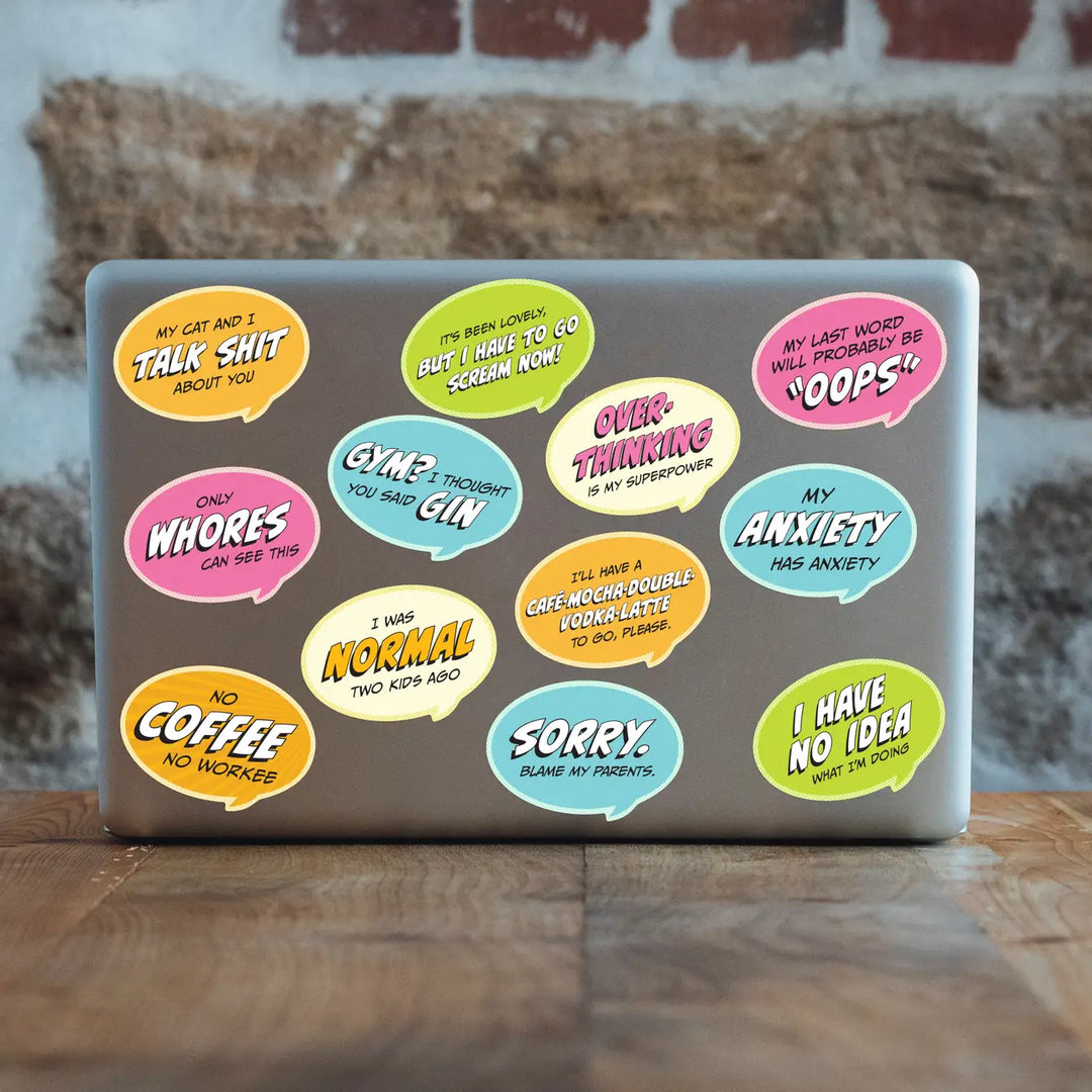 Papersalt vinyl stickers applied to a laptop lid